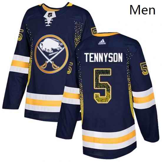 Mens Adidas Buffalo Sabres 5 Matt Tennyson Authentic Navy Blue Drift Fashion NHL Jersey